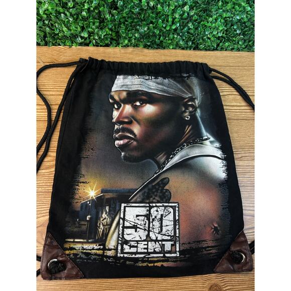 50 Cent Gym Bag Hip Hop School Sports Pull Cord Drawstring Sack G2 Cinch Bag - Picture 1 of 7